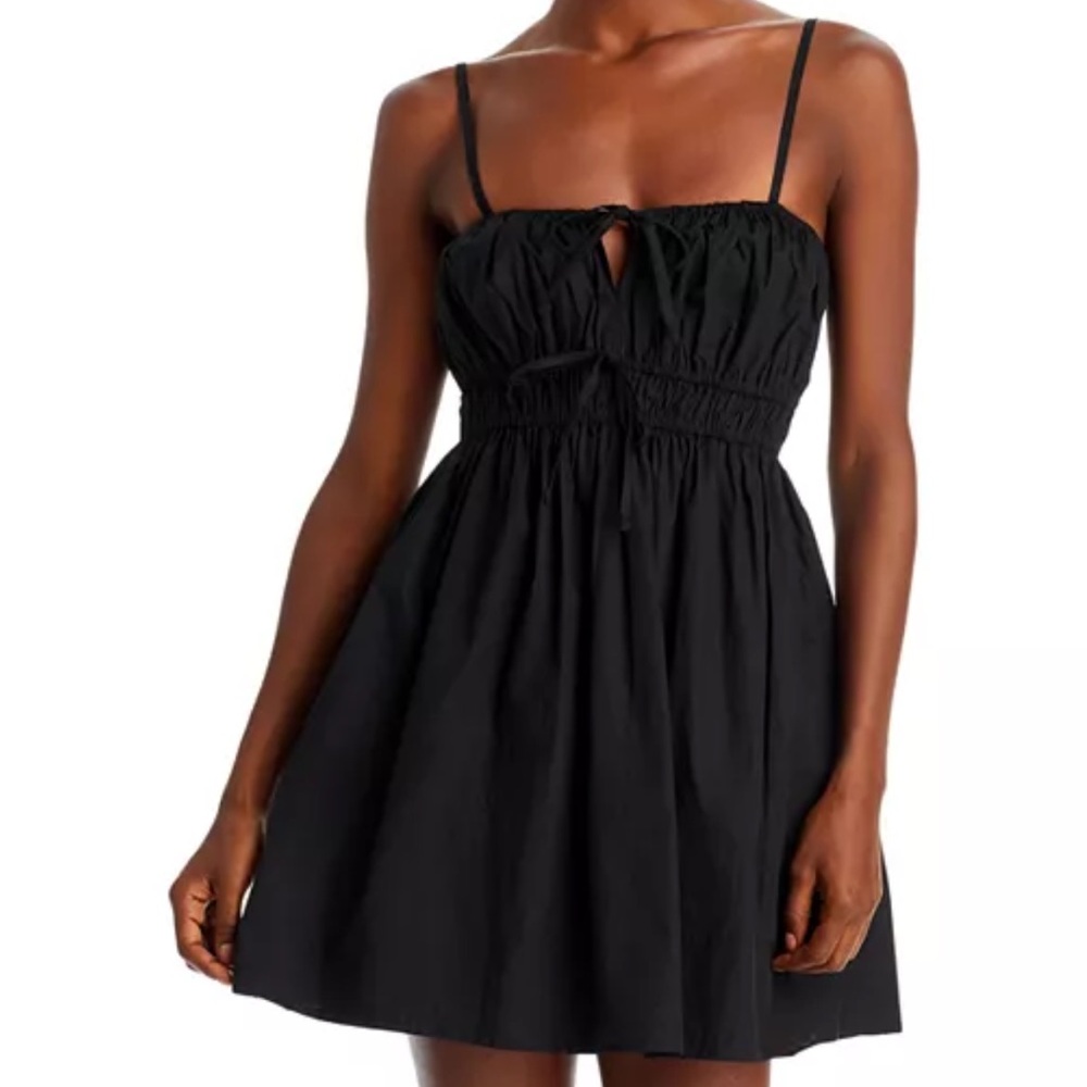 New Faithfull the Brand Emeline Keyhole Mini Dress in Black Size XL (US 10)